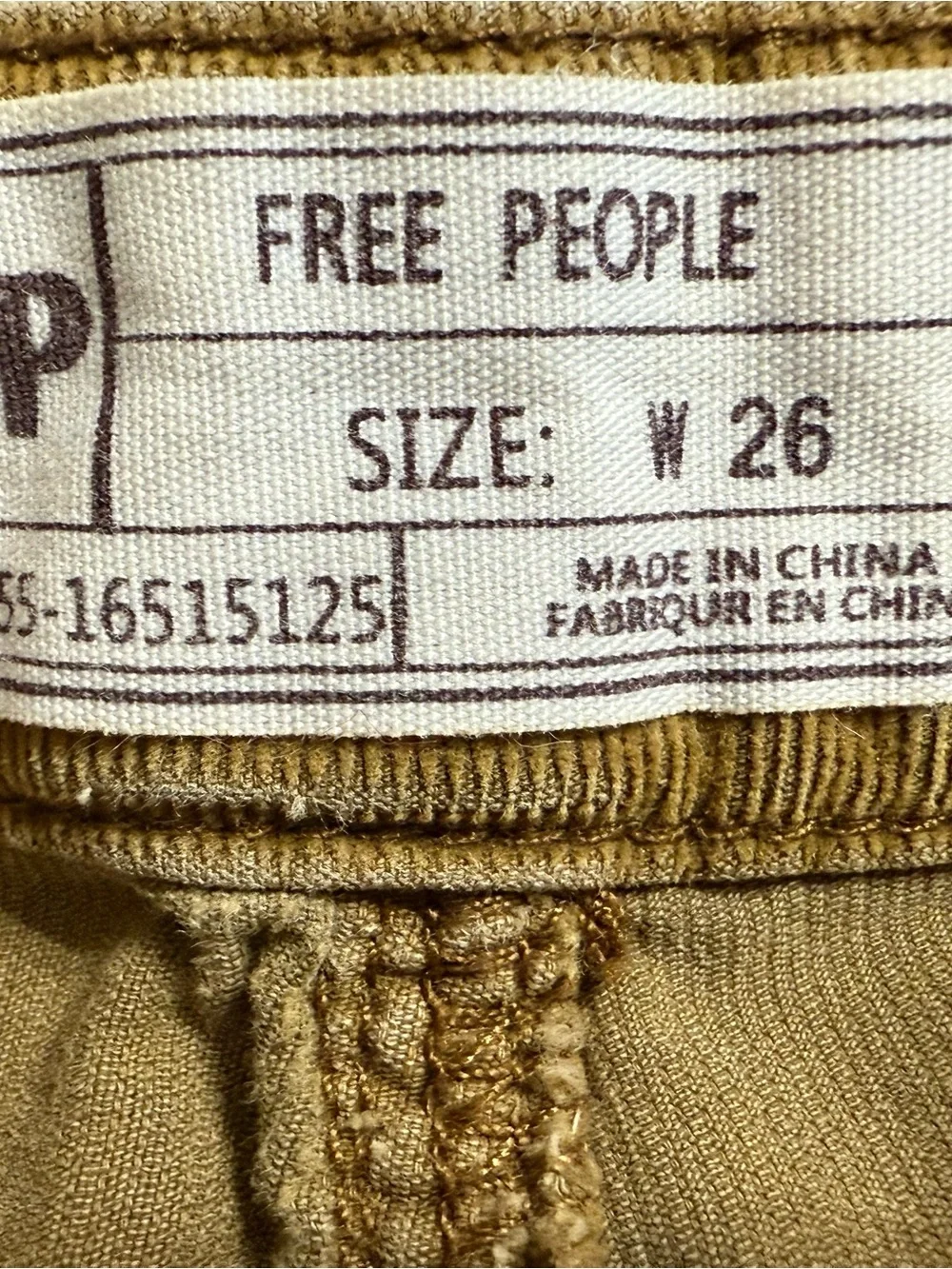 Free People Olive Brown Corduroy Flare Jeans